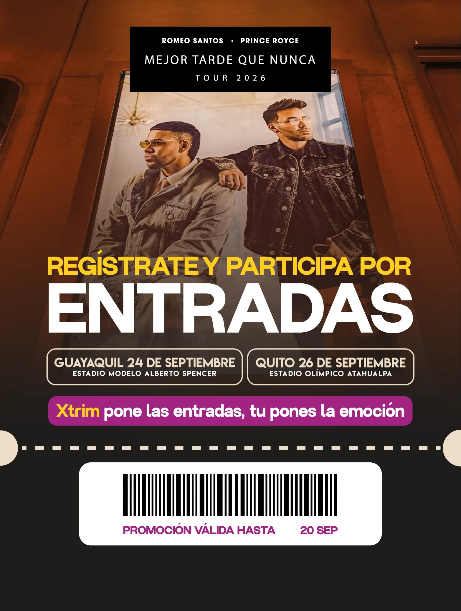 Sorteo de entradas para Romeo Santos y Prince Royce. Participa por entradas para Romeo Santos y Prince Royce