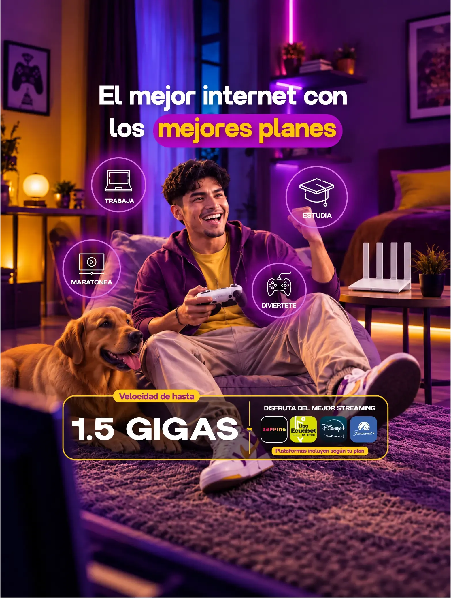 Planes Xtrim de hasta 1500 Megas con streaming incluido según el plan.