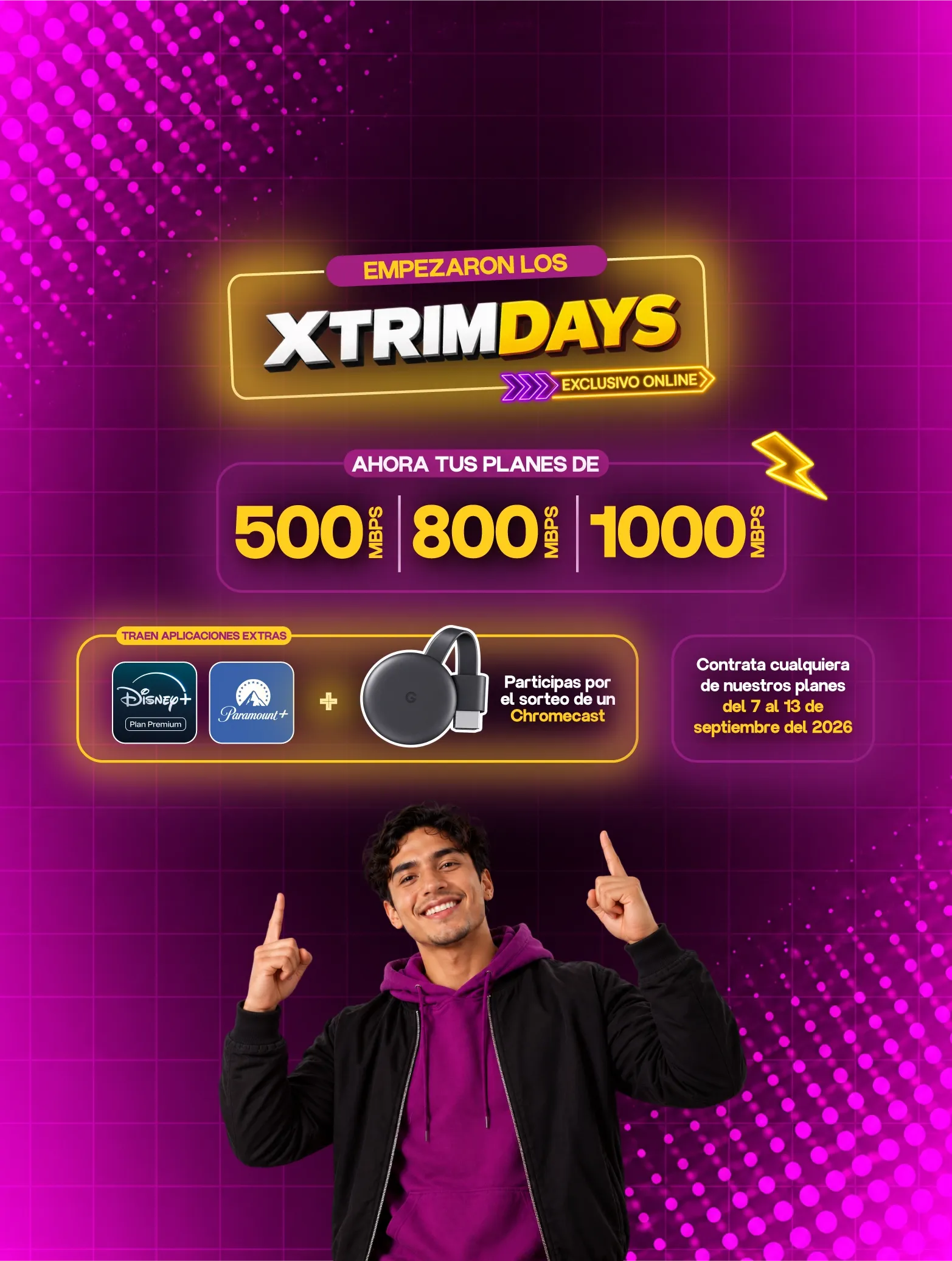 Aprovecha Xtrim Days del 7 al 13 de septiembre y contrata tu plan de internet para el hogar. Xtrim Days: ofertas en planes de internet del 7 al 13 de septiembre